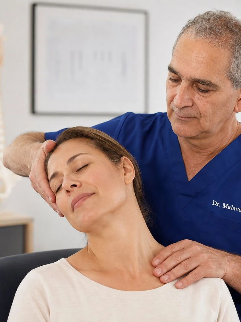 Dr. Malavenda performing a neck adjustment